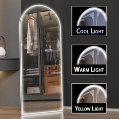 Full Length Mirrors with LED Lights, Arched Lighted Mirror, Free Standing Floor Mirrors, 63 "X 20"