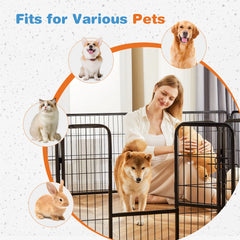 JHK 8 Panel Dog Playpen Indoor Pet Fence Exercise for Yard Gate Heavy Duty Crates with Doors Metal Dog Pen for Camping Outdoor
