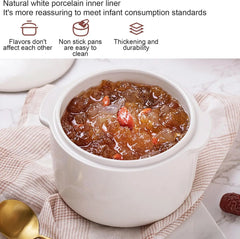 200W 1L Slow Cooker with Ceramic Interior Pot, Round Slow Cooker Mini Slow Cooker Pot Electric Slow Stew Cooker for Cooking (US