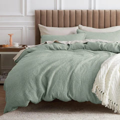 Cotton Duvet Cover King - 100% Cotton Waffle Weave Coconut White Duvet Cover King Size, GentleSoft™ and Breathable Bedding Set