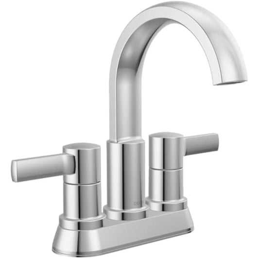 Delta Faucet Albion Centerset Bathroom Faucet, Chrome 2-Handle Bathroom Faucet, Delta Bathroom Sink Faucet, Metal Push-Pop Drai