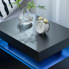 Nightstand LED Bedside Table for Bedroom Modern Night Stand with 2 Wood Drawers End Side Table for Bedroom