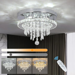 Crystal Chandelier Chrome Ceiling Lamps Led Flush Mount Stainless Steel Fixture Aisle Light Lustre Dining Room Living Room Decor