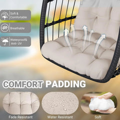 Egg Chair with Stand,Patio Rattan Wicker Hanging Swing Egg Chair Hammock Chair for Bedroom Porch Garden