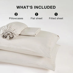 JELLYMONI Sheet Set, Rayon Derived from Bamboo, Cooling Bed Sheet Set - Soft, Breathable, Eco-Friendly, Hypoallergenic - 4 Pcs
