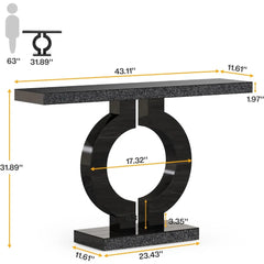 Modern Mirrored Console Table, Glass Sofa Table with Mirror Finish, 43-Inch Entryway Table with O-Shaped Base,
