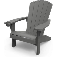 Alpine Adirondack Resin Outdoor Furniture Patio Chairs with Cup Holder-Perfect for Beach, Pool, and Fire Pit Seating