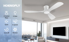 52 "Smart Low Profile ceiling Fans with Lights Remote,Quiet DC Motor,Outdoor Indoor Flush Mount Fan,Control WIFIAle