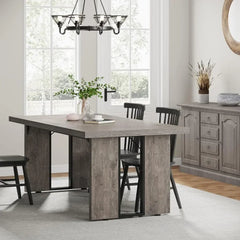 Rustic Farmhouse Dining Table for 6-8 People – Large Rectangular Kitchen & Dining Room Table