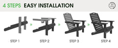 Chair Folding Adirondack Chairs with Cup Holder, Outdoor Fire Pit Chairs All-Weather Lawn Chair for Deck Patio Garden (Grey)
