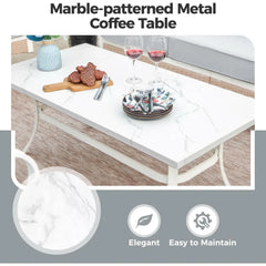 4 Piece Metal Outdoor Patio Furniture Set, Patio Conversation Sets 2-Seater Sofa, 2 Single Sofa and Coffee Table