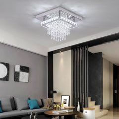 Crystal Flush Mount Ceiling Light Fixtures LED Round Square Chandelier Light Fixture Ceiling Lamp for Kitchen Hallway Foyer