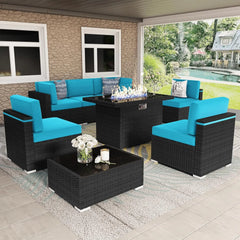 Patio Furniture Set  Fire Pit Table, Outdoor Sectional Wicker Conversation Sofa Sets  patio furniture  patio furniture set