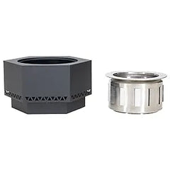 Smoke Free Hexagonal Outdoor Fire Pit with PVC Cover and Fire Rod, Black Terrace Wood Burning, 26 in