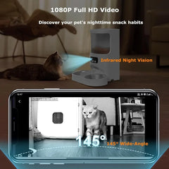 Automatic Cat Feeder with Camera for 2 Cats,1080P HD Video Night Vision Pet Feeder Food Dispenser,5G&2.4GHz WiFi Pet
