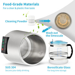 SucceBuy 4L Water Distiller Purifier Filter 1L/H Distilling Speed Dispenser Drinking Bottle Softener Touch Screen Home Appliance