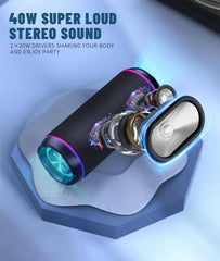 Ortizan Bluetooth Speaker Bluetooth 5.3 Portable Music Box IPX7 Bluetooth Box with TWS Stereo RGB Lights 30Hrs Playback TF Slot