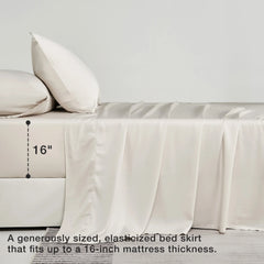 JELLYMONI Sheet Set, Rayon Derived from Bamboo, Cooling Bed Sheet Set - Soft, Breathable, Eco-Friendly, Hypoallergenic - 4 Pcs