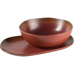 Oprah's Favorite Things - Santorini Mist Double Bowl Terracotta Reactive Glaze Plates and Bowls Dinnerware Set - Amber