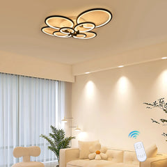 Modern LED Ceiling Light Fixture with Remote Control, Clear Acrylic Shade, Semi Flush Mount Ceiling Light Chandelier 8 Head