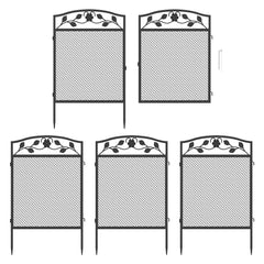 5 Panel Decorative Garden Entry Path Fence Black Metal Garden Dog Animal Barrier Border Outdoor