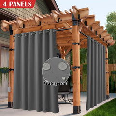 2/4PCS Waterproof Outdoor Curtains, UV Protection, Thermal Insulation, Sun Blocking, Grommet Top for Porch, Pergola, Cabana