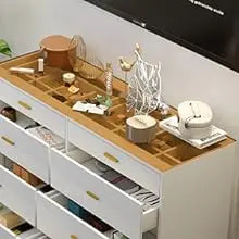Dresser with LED Lights for Bedroom,8 Drawer Dressers with Tempered Glass Top,Chests of Drawers with 2 Grid Drawer,Living Room