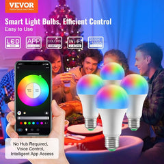 Smart Light Bulbs 4Pack 9W Multicolor LED Bulbs 800 Lumens with Smart Control Compatibility for Vera Google Assistant  Alexa i