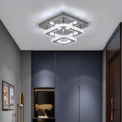 Crystal Flush Mount Ceiling Light Fixtures LED Round Square Chandelier Light Fixture Ceiling Lamp for Kitchen Hallway Foyer