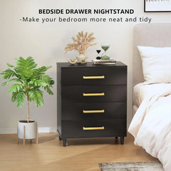 Black Dresser for Bedroom Set of 2,Dressers Bedroom Furniture with 4 Drawers, Chest of Drawers with Elegant Metal Handle