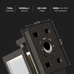 Outdoor wall light, LED wall hanging light waterproof exterior light, transparent glass shade, aluminum matte black light, porch