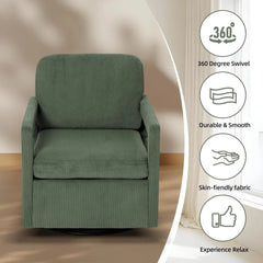 Accent Chairs for Living Room Set of 2 - Upholstered 360° Swivel Accent Chair with Track Arms, Swivel Barrel Chair Arm Club Chai