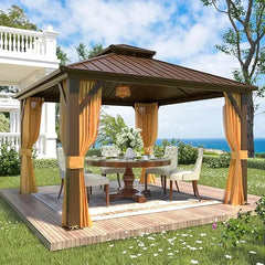12' X 18'Hardtop Gazebo, Galvanized Steel Ventilation Double Roof Aluminum Frame, Outdoor Gazebo for Garden, Patio, Gazebo