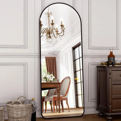 64"x21" Arched Full Length Mirror Floor Mirrors with Aluminum Alloy Frame Free-Standing Wall Mounted or Leaning Large Bedroom