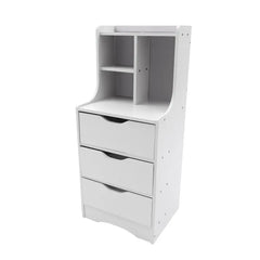 White Nightstand with 3 Drawers, Bedside Table Organizer for Bedroom & Living Room