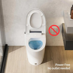 Non-electric One Piece Elongated Bidet Toilet for Bathroom, Built-in Air Pressure-Assisted System for Power Flush,Footkick Flush