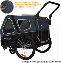 S-Line XL Pet Bike Trailer & Stroller for Dogs Up to 100 lbs,Folding Frame Cart, Suspension Wheels,Low Center of Gravity