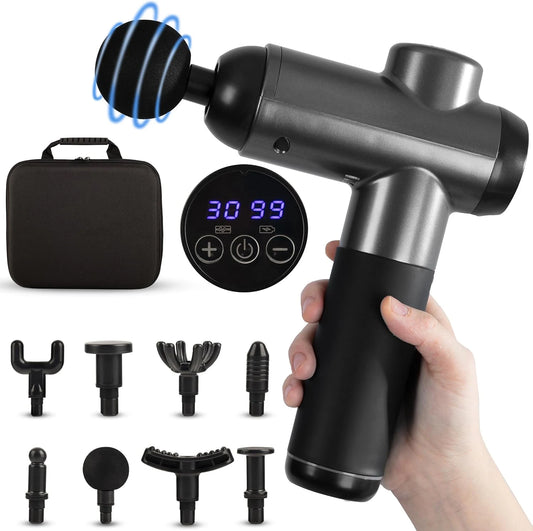 Professional Massage Gun 99 Speed Levels LED Touch Screen Muscle Massager Portable Carry Case for Athletes and Office Workers