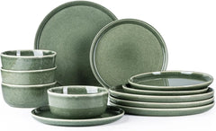 Dinnerware Sets for 4,Round Reactive Glaze Ceramic Plates and Bowls Set,Highly Chip and Crack Resistant | Dishwasher Dishes