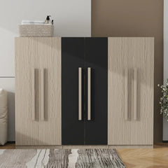 82.6" Wooden Armoire Wardrobe Cabinet with 6 Doors, 2 Drawers, 4 Storage Shelves & 4 Hanging Rods, Armoire Wardrobes Closet