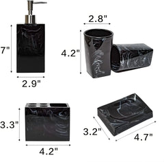 5-Piece Bathroom Counter Top Accessory Set - Dispenser for Liquid Soap or Lotion, Soap Dish, Toothbrush Holder and 2 Tumblers,