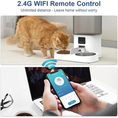 Automatic Cat Feeder for 2 Cats, 6L Dry Food Dual Auto Cat Feeder with APP Control/WiFi Connection/Feeding Schedule/Double