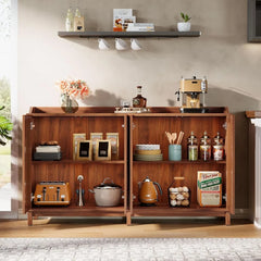 Farmhouse Storage Cabinet, 57" Sideboard Buffet with Shutter Doors and Adjustable Shelf, Freestanding for Dining,