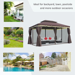 10 'x 13' terrace pavilion, outdoor pavilion sunshade with mesh and curtains, suitable for gardens