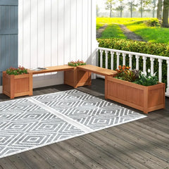 Outdoor Bench  Wood Raised Garden Bed with Open Base, Weather-Resistant Deep Planter Boxes for Flowers Fruit Vegetable