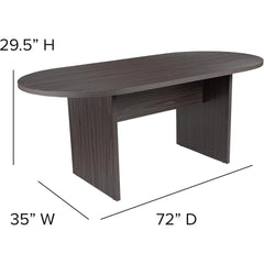 5-Piece Oval Conference Table Set - Includes 4 Black Chrome LeatherSoft Executive Chairs for Office Meetings