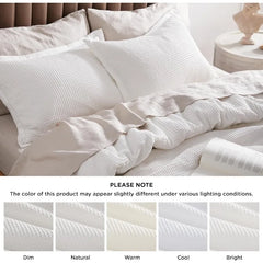 Cotton Duvet Cover King - 100% Cotton Waffle Weave Coconut White Duvet Cover King Size, GentleSoft™ and Breathable Bedding Set