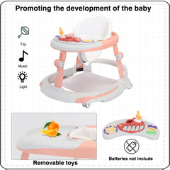 UBRAVOO Foldable Baby Walker with O-shaped legs & multi-function Rollover prevention, 6-18 Months, Adjustable Height, Music Toy