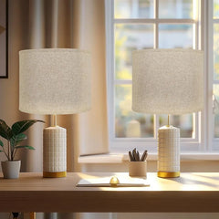 Large Lampshades Set of 2 Drum Lamp Shades 15" Top X 15" Bottom X 12" High, Large Lamp Shade Spider Fitter Brown Lampshades