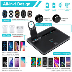 15W Fast Wireless Charger Stand For iPhone 11 12 XR X 8 Apple Watch 4 in 1 Foldable Charging Dock Station for Airpods Pro iWatch